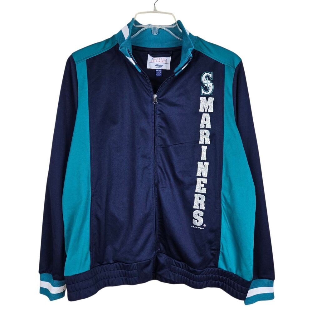 Seattle Mariners Womens Track Jacket XXL Carl Banks G-III 4 Her Glitter SpellOut